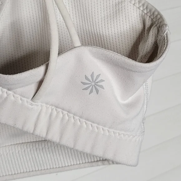 Athleta Powervita Superstrap Strappy Mesh Detail White Sports Bra MEDIUM EUC - Picture 6 of 9